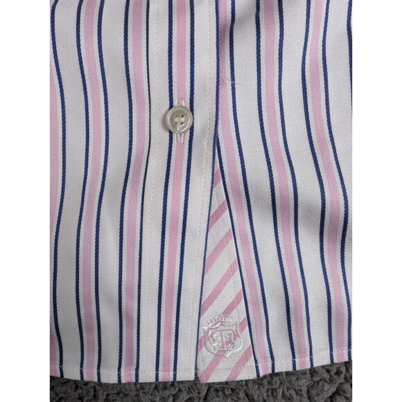 Talbots Shirt Womens Size 4 Long Sleeve Button Up Collared Non Iron Pink Stripe - Picture 7 of 12